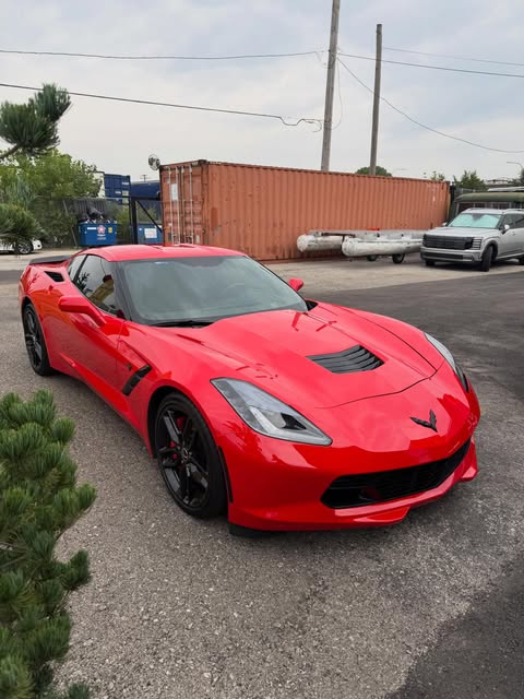 Red Chevrolet Corvette after paint protection work