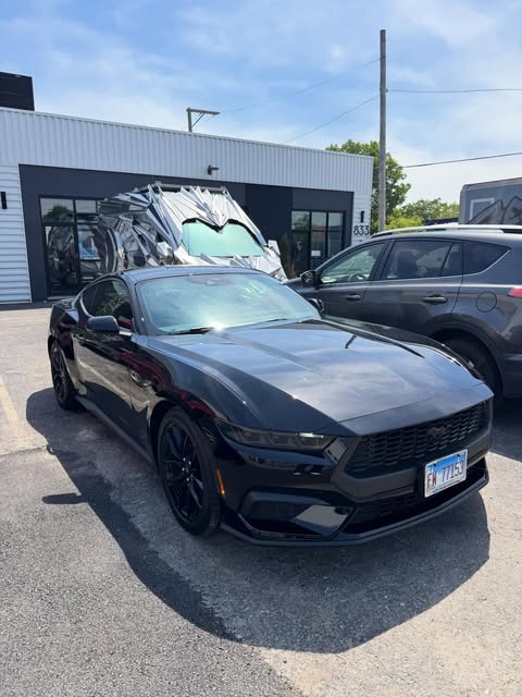 Black Ford Mustang after paint protection work